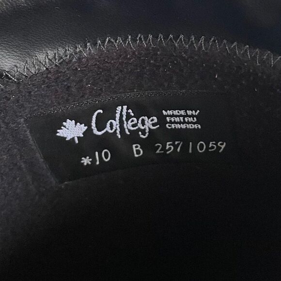 COLLEGE Black Leather Waterproof Winter Lined Snow Tall Boots Heel 10 - Picture 9 of 11